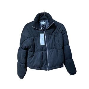 NWT Sndy corduroy puffer jacket Sz2 black two pockets in front warm comf…